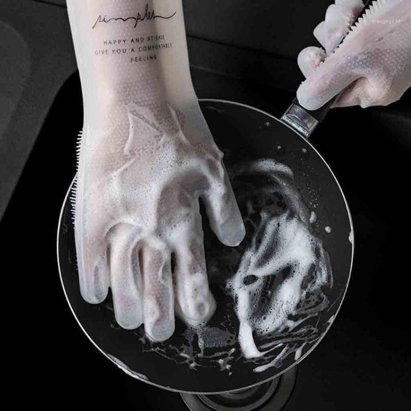 

1 Pair Multifunction Silicone Cleaning Gloves Magic Silicone Washing Gloves For Kitchen Household cozinha FDH1