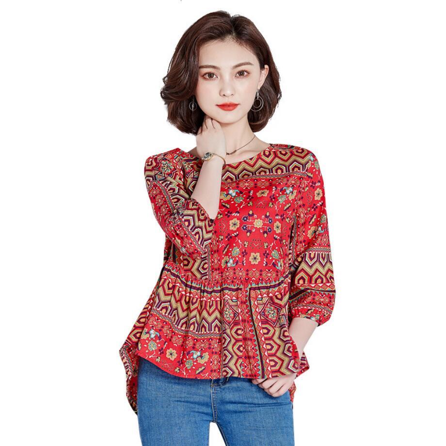 

2021 Tunique Women's Peplum Shirts From Vintage Plissada Blusas Top Q417 J4c3, Red.