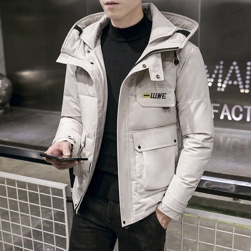 

Men Winter Jacket Coat Fashion Quality Cotton Padded Windproof Thick Warm pocket coat Clothing Hooded Male Parkas, Beige