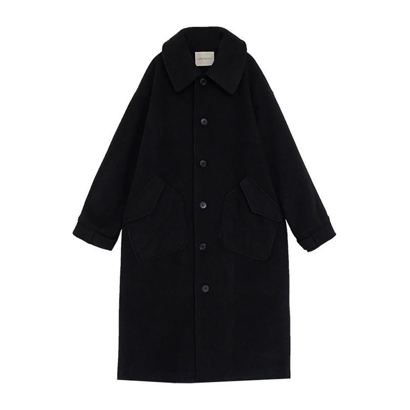 

2020 New Korean Version Of Women' Coat Loose Simple Retro Woolen Overcoat Medium Length Women' Cotton Padded Jacket A270, Black