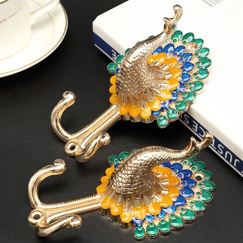 

Curtain Wall Hook Colorful Peacock European Curtain Hook Living Room Decoration Wall Strap Accessories Pair1