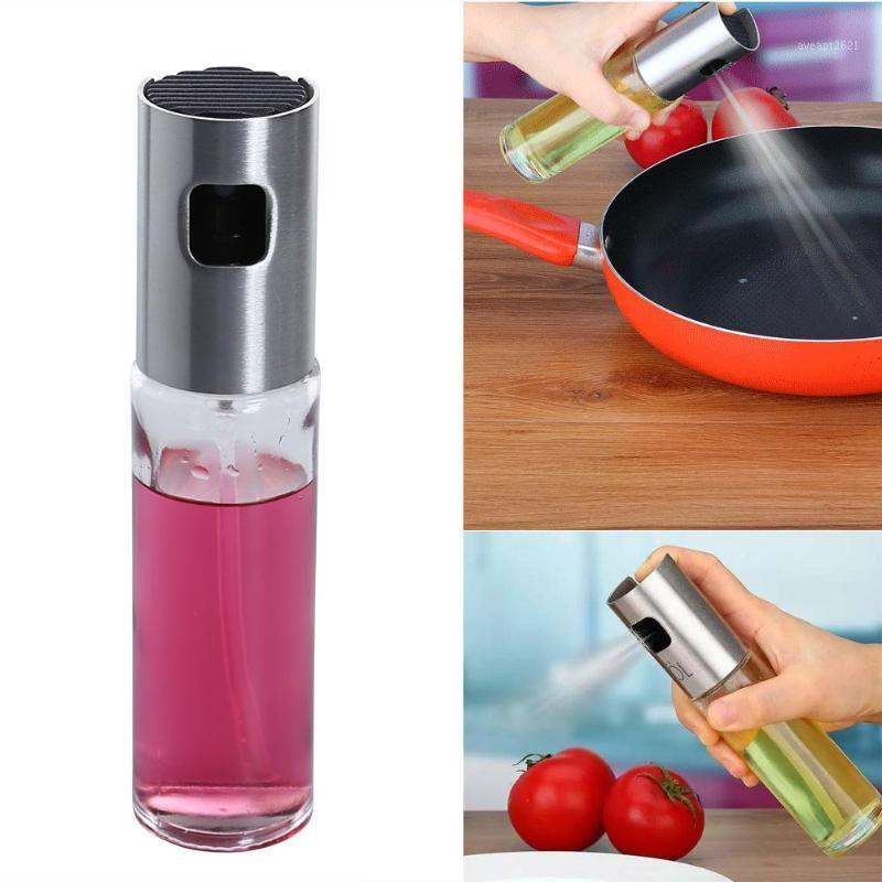 

100ML Stainless Steel Glass Oil Pump Spray Fine Bottle Olive Can Vinegar Spraying Bottle BBQ Kitchen Cooking Gadgets Kitchen New1