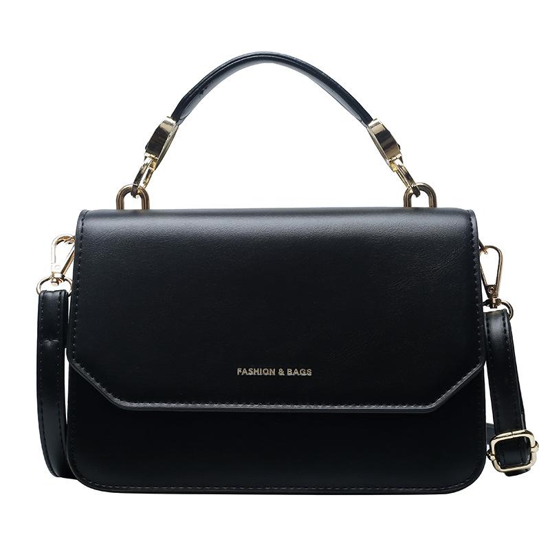 

H083Fashion Woman Shoulder Bag PU Leather Youth Ladies Small Square Bag light Wild Simple Female Daily Messenger Waterproof, Black