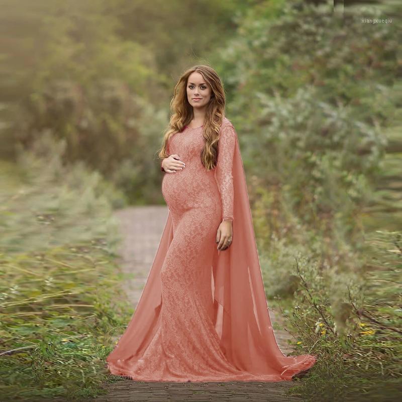 

Maternity Photography Prop Maternity Dresses For Photo Shoot Lace Maxi Gown Clothes 2021 Off Shoulder Women Pregnancy Dress1, White