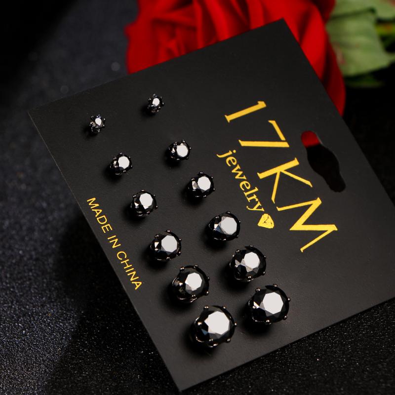 

17KM Fashion 6 Pair/set Punk Accessories Crystal Stud Earrings Set For Women Round Flower Fashion Design Brincos Jewelry Bijoux