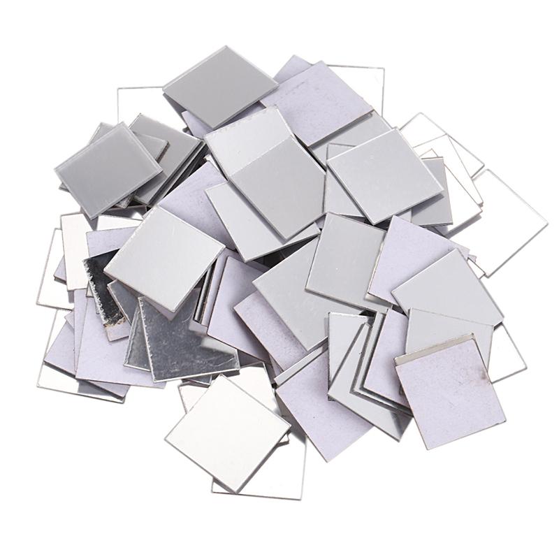

100 Piece Mirror Tile Wall Sticker 3D Decal Room Decor Stick (Silver