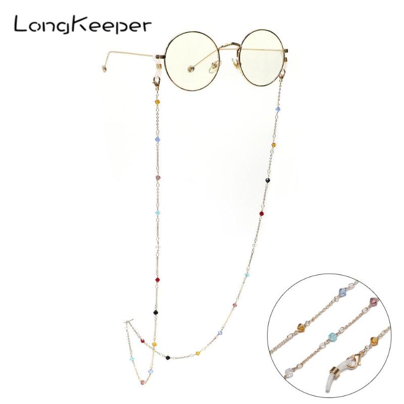 

LongKeeper Crystal Beads Glasses Chain for Women Fashion Lanyard Gold Metal Sunglassses Chains Strap Mask Cord Eyeglass Holder