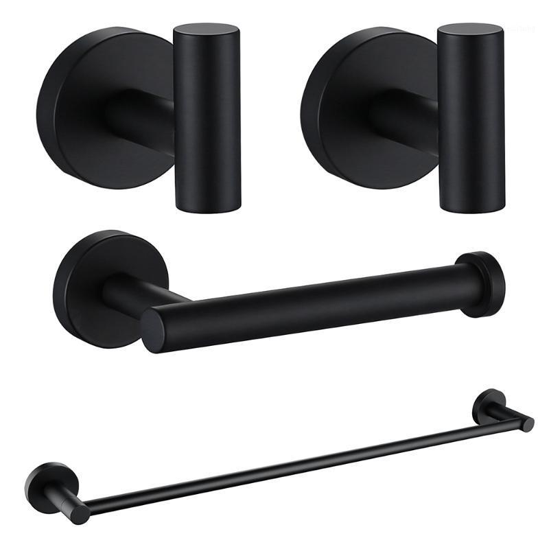 

Stainless Steel Bathroom Hardware Set Towel Rack Toilet Paper Holder Towel Bar Hook Bathroom Accessories, Matte Black.1