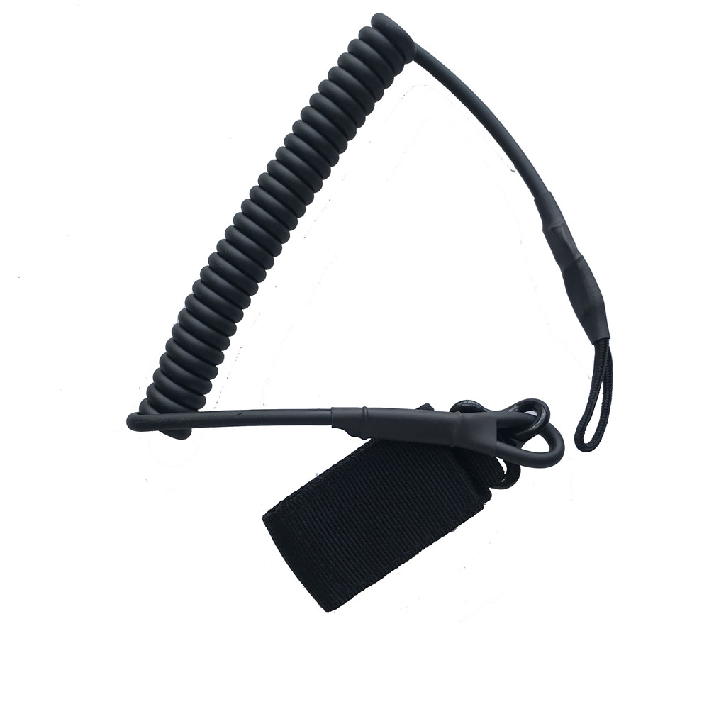 

Tactical Elastic Pistol Lanyard Sling Handgun Secure Sprin Retention Rope Anti-lost Keychain Gear Hunting Accessories, Black