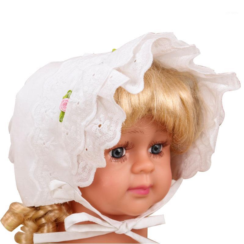 

Summer Baby Cap Infant Newborn Hat Cotton Floral Baby Bonnet Vintage Lace Girls Sun Hat Photo Props Newborn1, 38cm for 0-3m