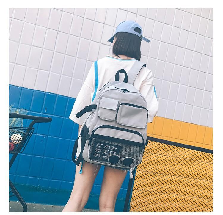 

New Large schoolbag cute Student Backpack Waterproof bags primary school book bags for teenage girls kids Mochila Multi Pocket, Beige