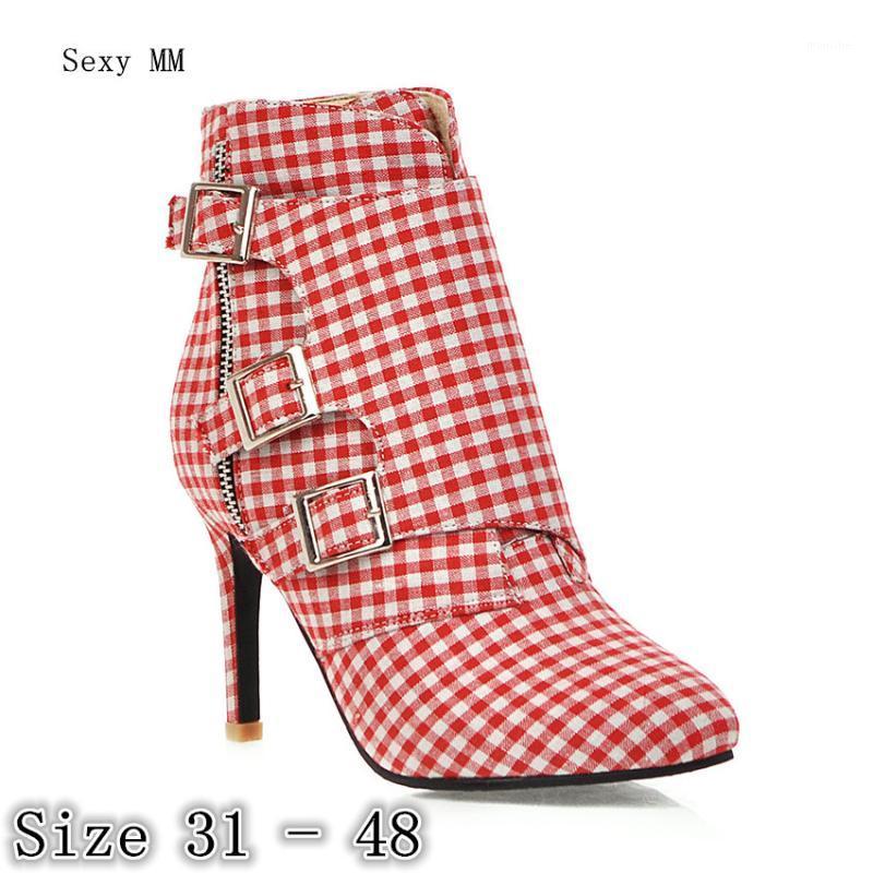 

Spring Autumn High Heels Women Ankle Boots High Heel Shoes Woman Short Boots Small Plus Size 31 32 33-40 41 42 43 44 45 46 47 481, Red