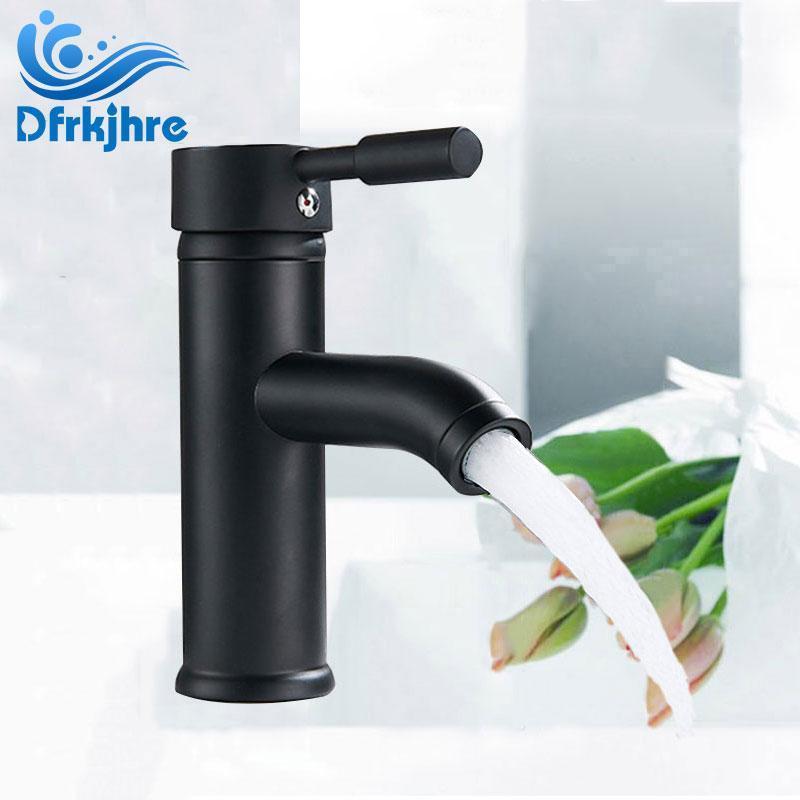 

Bathroom Basin Faucet Water Tap Black Stainless Steel Paint Faucet Single Handle Water Sink Single Hole Basin Hot Cold Mixer Tap1