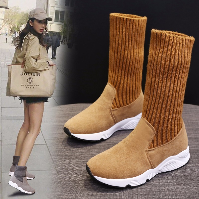

2021 The New New Women's Gothic Winter Snow Ladies Hot Wool Wedge Boots Goth Shoes Wzw4, Gray.