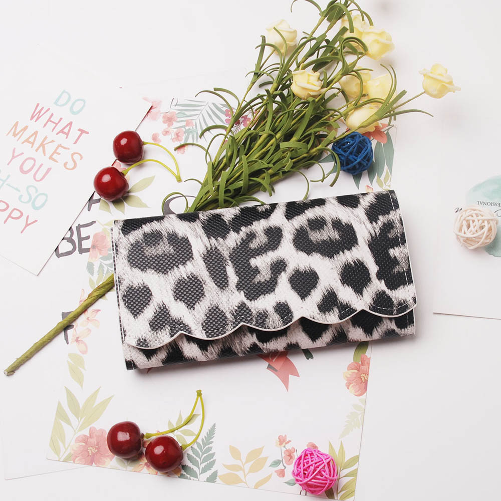 

Tie Dye PU Wallets Sunflower Scalloped Purse Long Size Leopard Money Bag Gift Women Clutches DOM389, Red;black