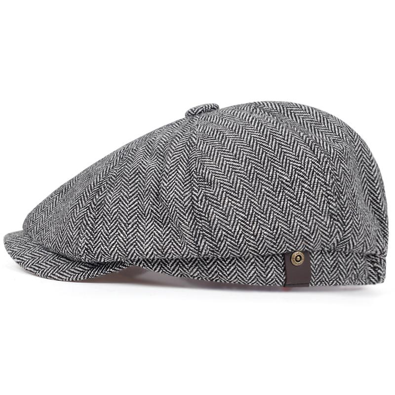 

New fashion brown plaid beret hat male cotton% hip hop hats autumn and winter outdoor leisure cap high quality caps, Dark grey