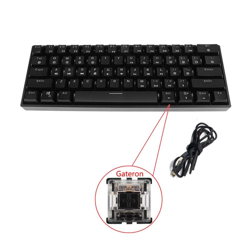 

RGB LED Backlit Wired Mechanical Keyboard,Portable Compact Waterproof Mini Gaming Keyboard 61 Keys Gateron Switchs for PC Mac