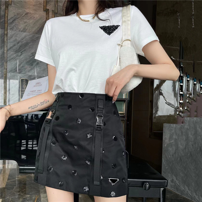 

Embroidery Sequins Skirts Dresses For Women Triangle Badge Party Short Dress Lady Skirt Clothing, Black