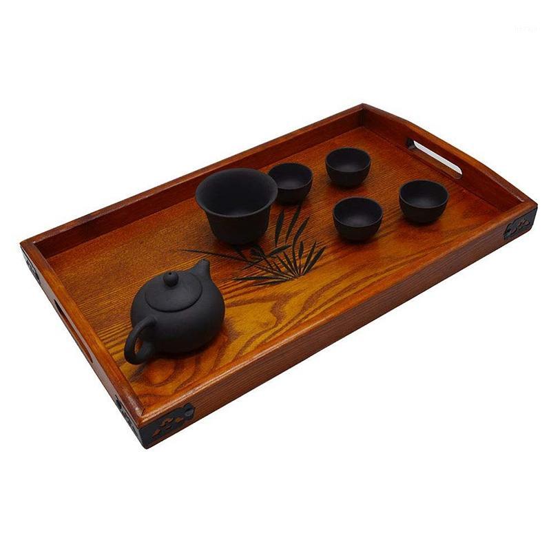 

Hot New Wood Serving Tray with Handles 17.3 Inch X 11 Inch Tray Decorative Wooden Ottoman1