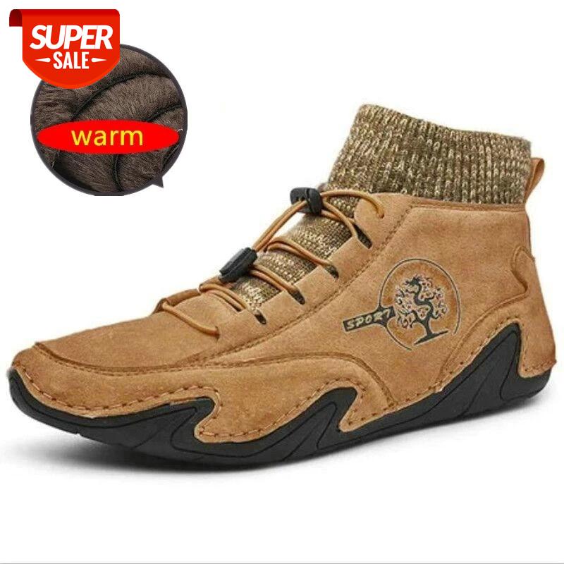 

Brand Men Winter Boots Fashion Leather Men's Boots Warm Plush Men Snow Outdoor Light Casual Shoes Shoes Size 38-48 #Tj0b