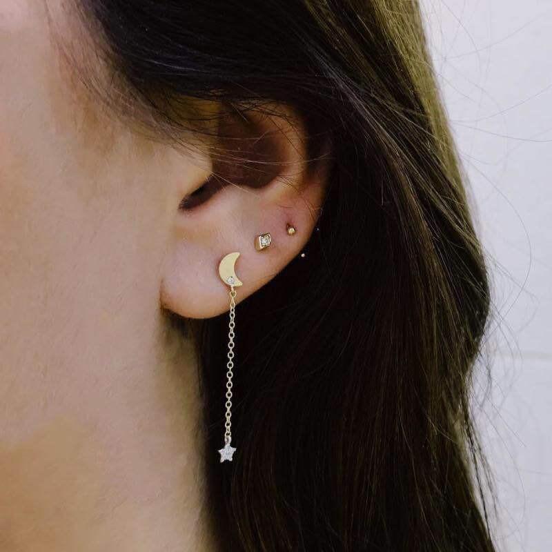 

Pentagram Moon Earrings for Women Aesthetic Zircon Earring Fashion Jewelry Accessorie 2021 Kolczyki Pendientes Oorbellen