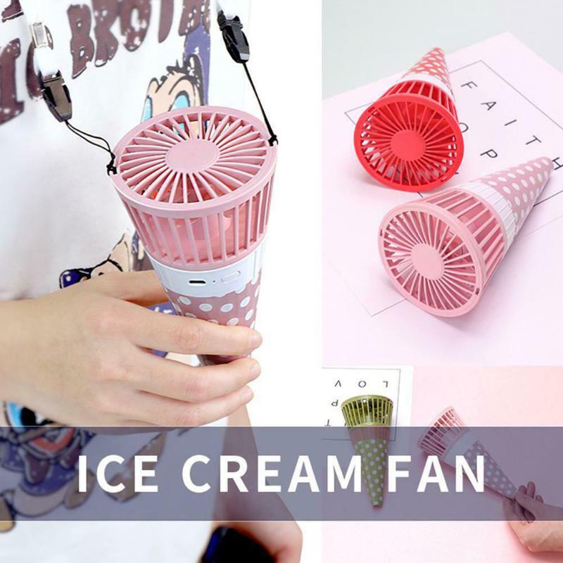 

Ice Cream Shape Lazy Cooling Fan Portable Hanging Neck Fan Usb Rechargeable Travel Outdoor Cooling Usb Charged Fans #z