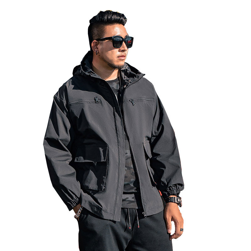 

Size Men's -7xl Loose with Hood Big, Dark Casual Jacket Qlp5, Black