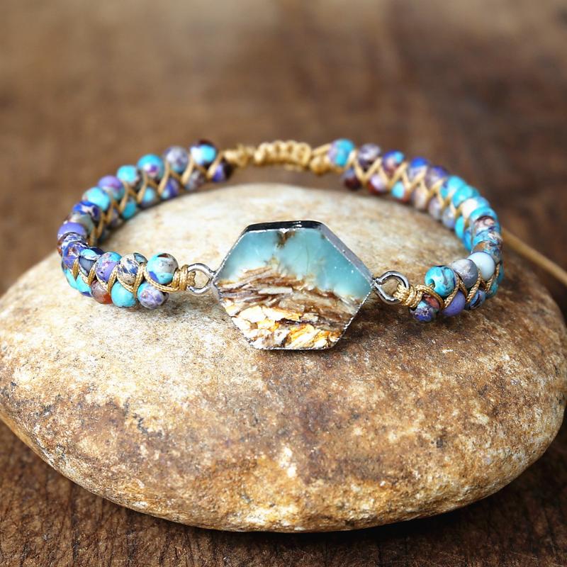 

Classic Women Natural Stone Beaded Charm Bracelets Bohemia Yoga String Braided Wrap Bracelet Femme Handmade Jewelry