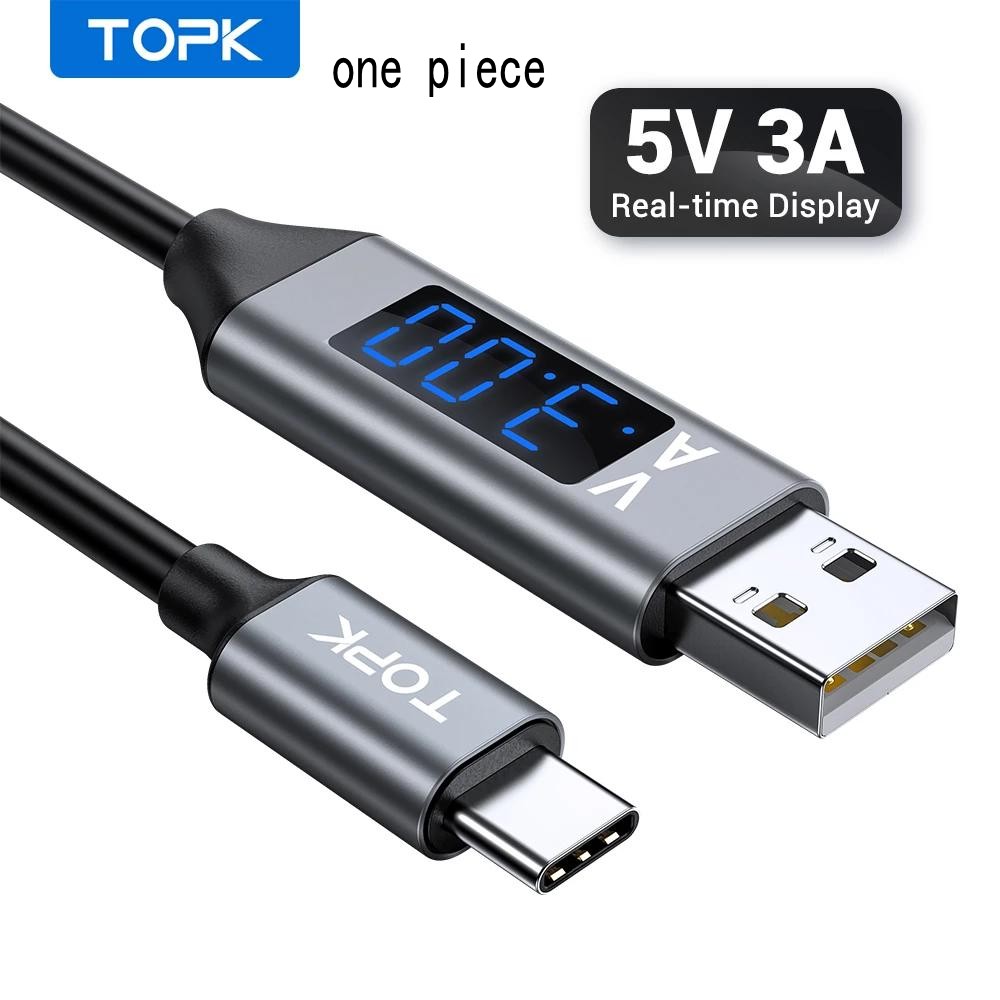 

TOPK One Piece AC32 USB Type C Cable,Voltage and Current Display Type-C Fast Charging Data Sync USB-C Cable for Xiaomi A1 Samsung S9 Cell Phone Cables FY7425, Gold