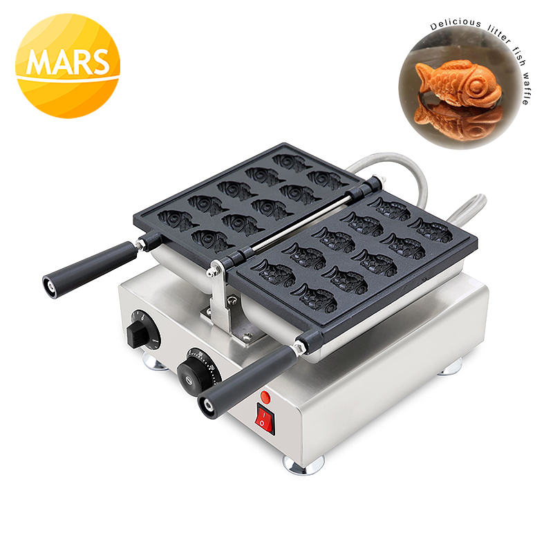 

Electric Mini Fish Waffle Cone Maker Small Taiyaki Machine Baker Japanese Fish Shaped Waffle Cake Mold Making Pan Equipement