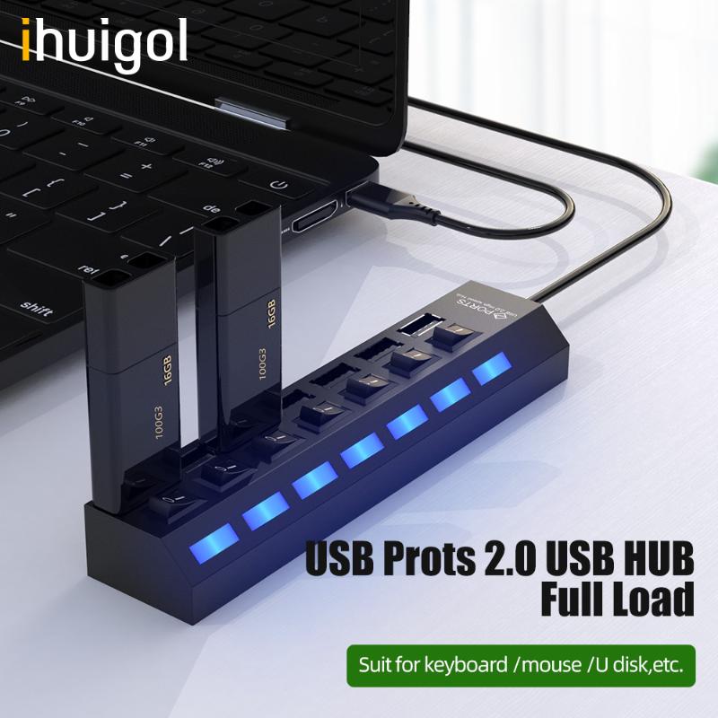 

ihuigol USB HUB Charger Data Multi USB Splitter 4/7 Port With Switch Power Adapter Extender Socket 2.0 For Tablet Computer