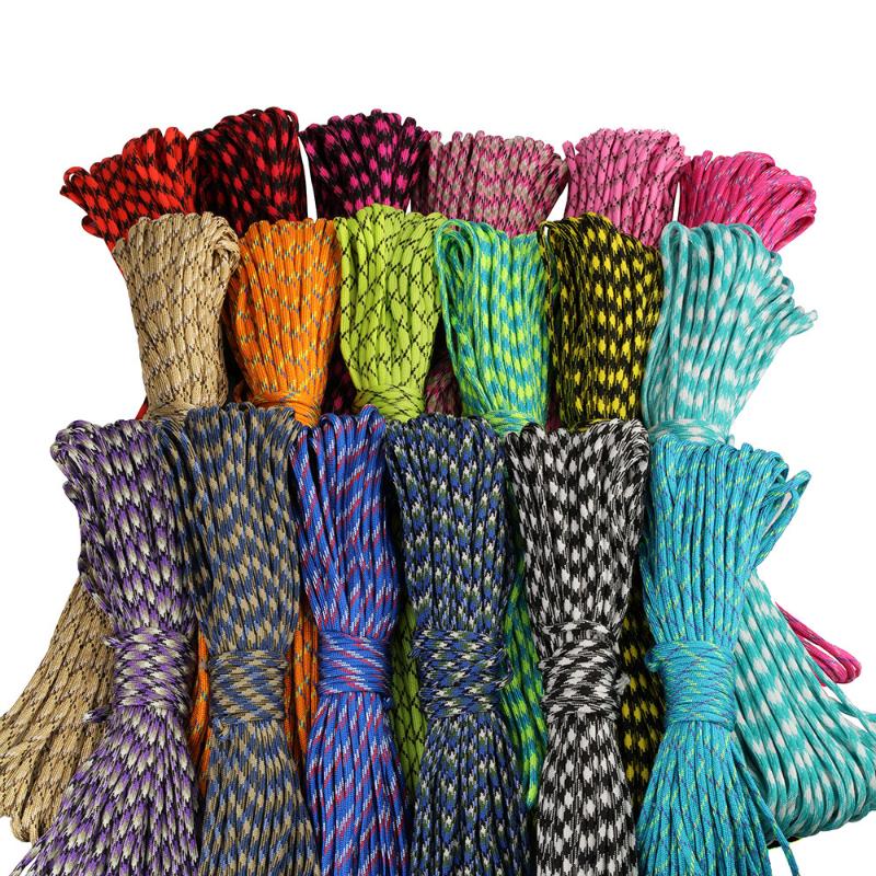 

30FT/50FT/100FT 550lb Paracord Cord Parachute Lanyard 7 Core Strand Rope 4mm Dia Camping Hiking Outdoor Home Camouflage colors
