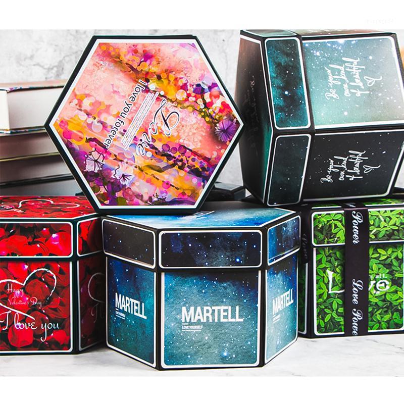 

1pcs Valentine Diy Handmade Gift Boxes Hexagon Christmas Wedding Gift Box Festival Packing Box Storage1