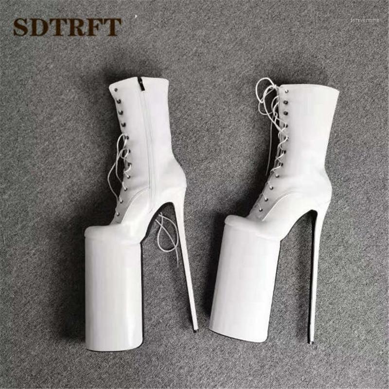 

SDTRFT Spring Autumn NightClub Stilettos 30cm Thin High Heels Ankle boots Platforms shoes Woman Botas Mujer Catwalk Shows pumps1, Black