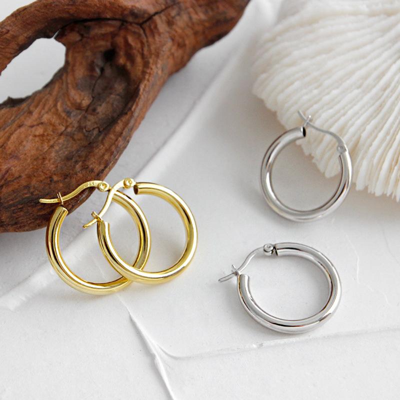 

22mm Silver Hoop Huggies Earrings 18K gold Filled 925 Sterling Silver Round Circle earrings Party Wedding Jewelry EA492