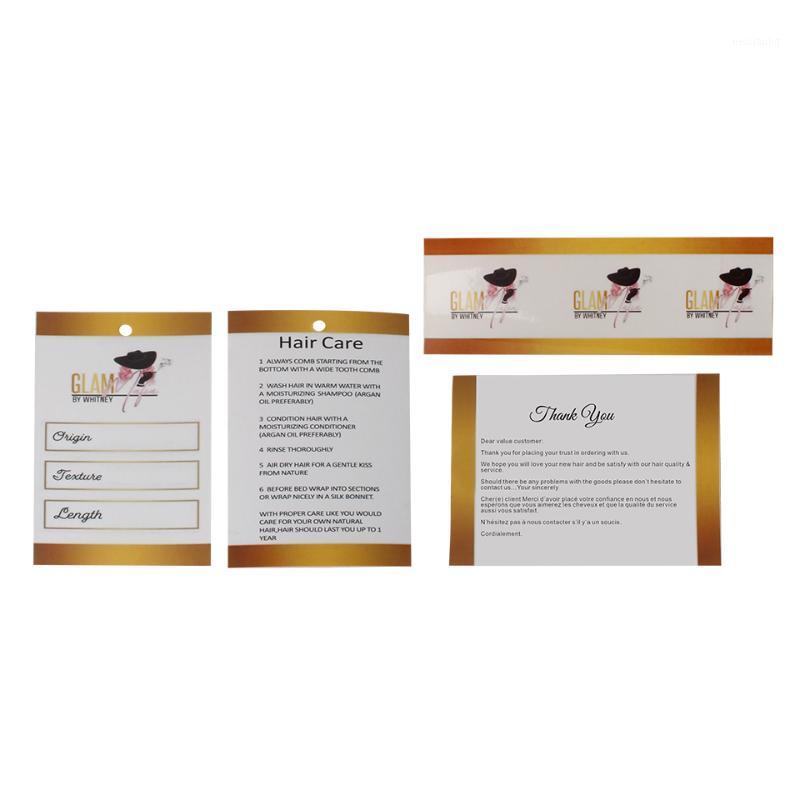 

Custom Hair extensions Bundles Packaging Sets, self Adhesive Wraps stickers,Hair Price Paper Hang Tags,Thank you name card1