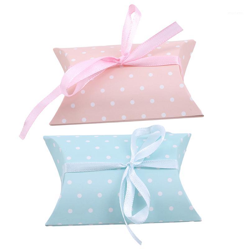 

50PCS Pink Blue Dots Pillow Box Wedding Party Favour Gift Candy Boxes Home Party Birthday Supplies High Quality Paper Box1