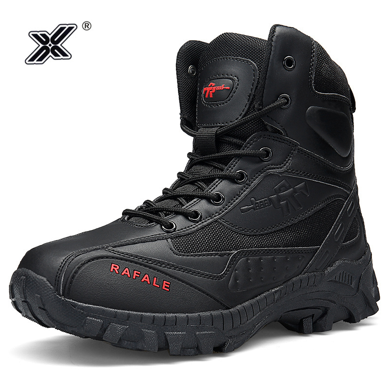 

Warm Outdoor Indestructible Leather Men Boots Military Work Shoes Rubber Non-slip Slip-on Zipper Boots Men's Winter Safety Shoes 201019, Black
