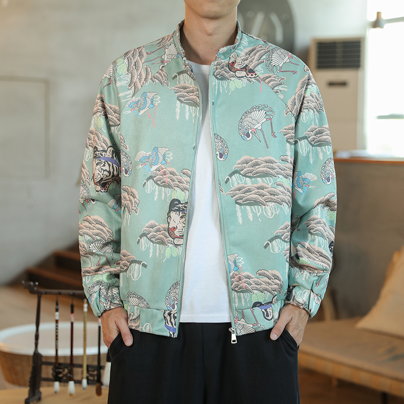 

2021 Embroidered Chinese Style Jacket Men's Casual Oversized Autumn Winter New Male Fashion Jackets Clothing Ulsw, Blue