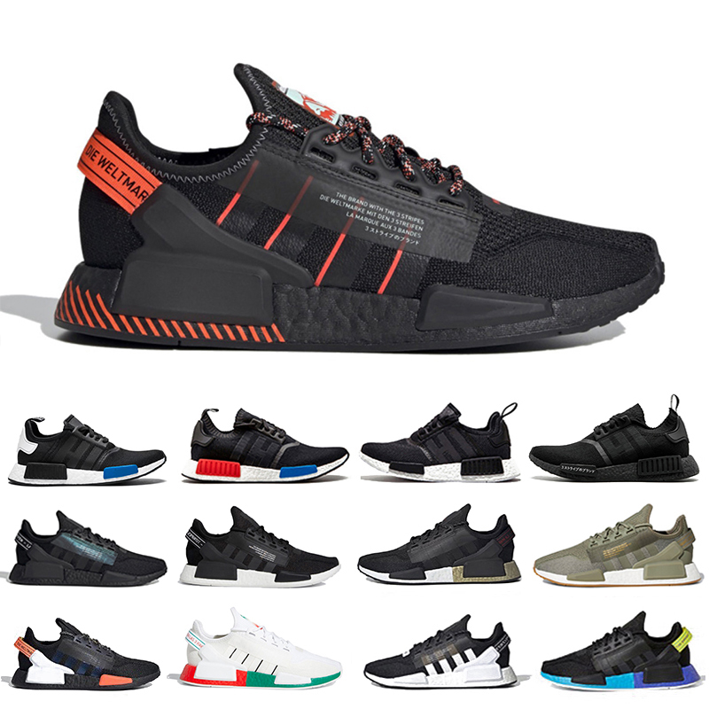 

NMD R1 V2 mens running shoes Black Dazzle Triple Black Red and Blue Paris Munich Mexico City Japanese White Olive Green women trainers metallic gold sports sneakers, Item#33