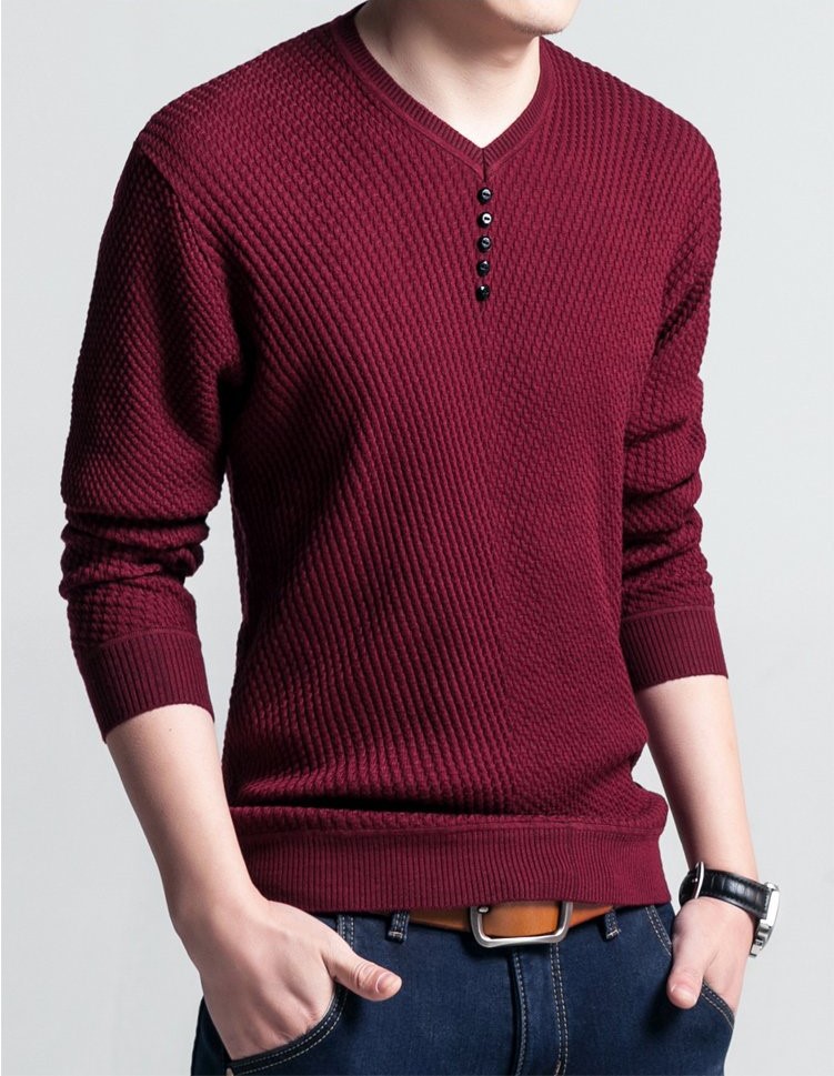 

Solid Color Mens Sweater Trendy Casual Winter Wear Autumn Knit Tops Classic High Quality Long Sleeve Men Thick Clothing, Black