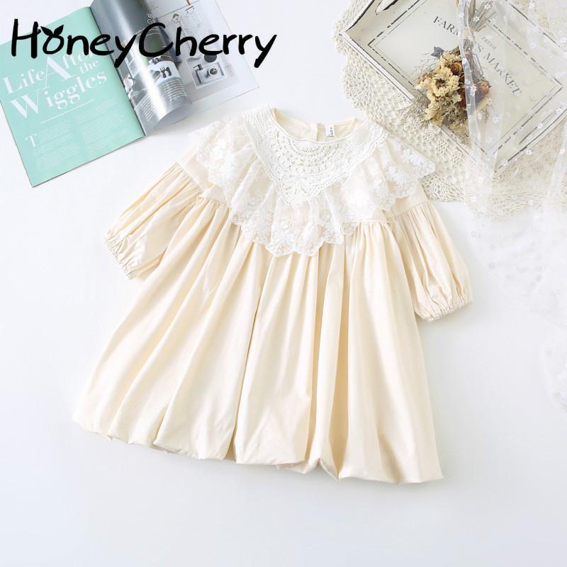 

Children's dress 2020 Spring New Girl's Puffy Dress Girl's Birthday Princess Baby Girl Clothes1, Beige