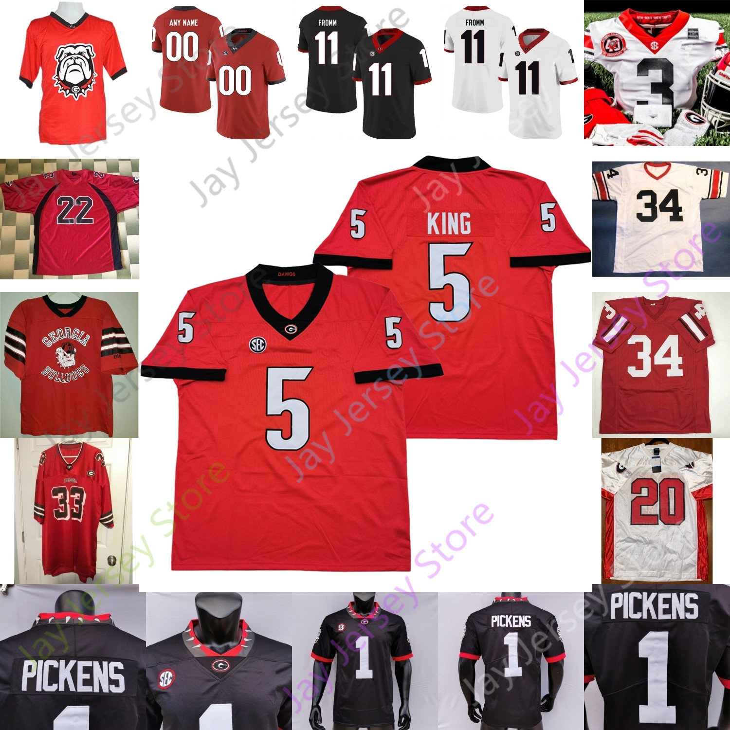 

Georgia Bulldogs Football Jersey NCAA College Adam AndersonKelee Ringo 18 JT Daniels Tyson Campbell Jamaree Salyer Jones Robertson Blaylock, Black