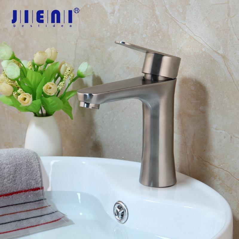 

JIENI Brushed Nickel Basin Mixer Tap Faucet Bathroom Stainless Steel Wash Basin Sink Tap Mixer Faucet Deck Mounted