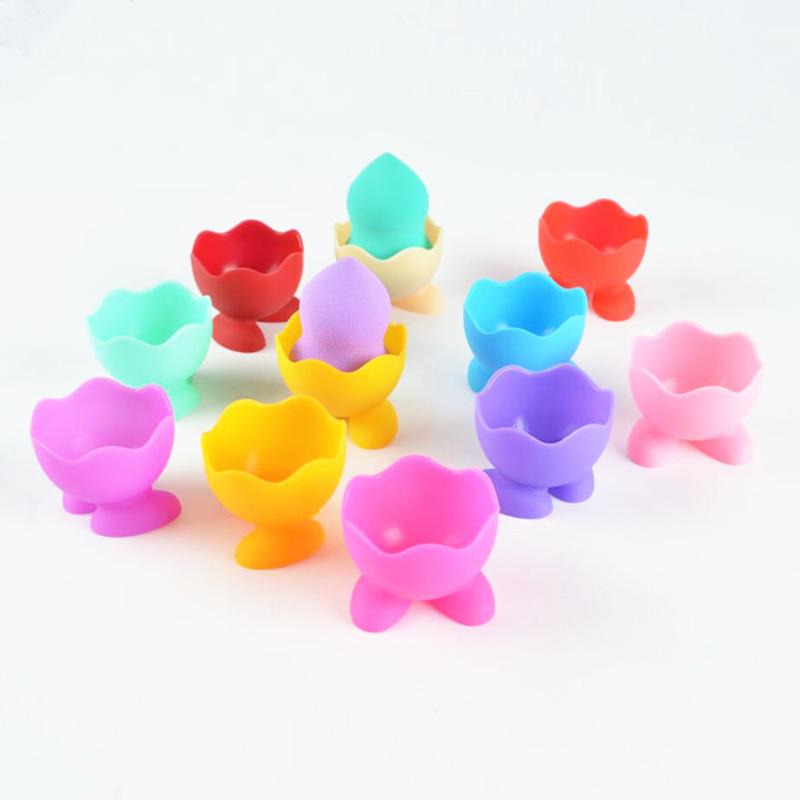 

1pc Empty Silicone Egg Holder Cute Cartoon Shaped Non-toxic Anti-fragile Portable Cosmetic Puff Sponge Storage Cup Soft