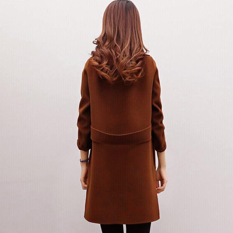 

Slim Fit Daily Fashion Artificial Wool Streetwear Women Coat Warm Solid Korean Version Double Breasted Autumn Winter Long Sleeve1, Black