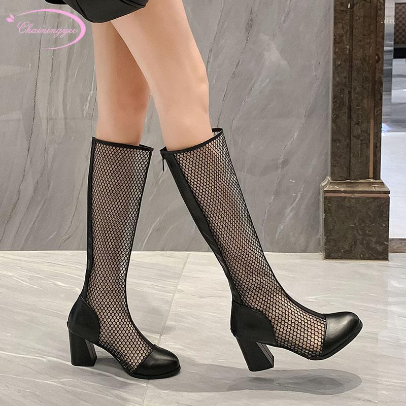 

Casual style summer boots sandals comfortable round toe fashion grenadine zipper black chunky high heel women's shoes big size1, Pu