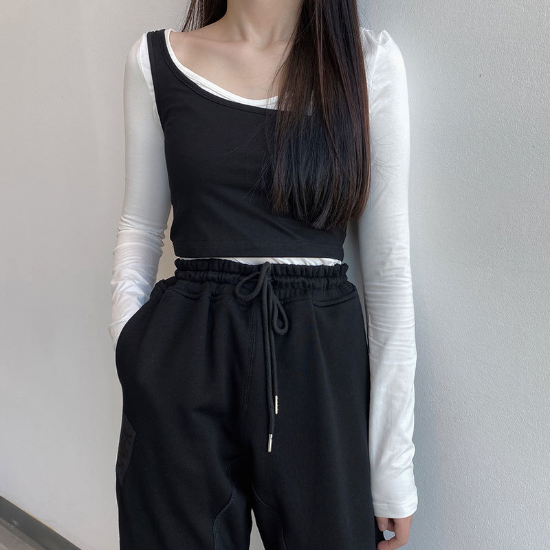 

2021 New 3 colours 2pcs set thin t-shirts women femme shirt tops of cultures + regattas (X1521) NE7W, Black