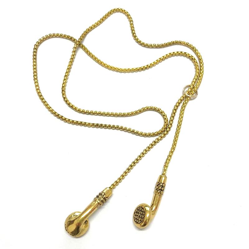 

Ashion Jewelry Men Necklace Hip Hop Music Headphone Pendant Necklaces Cool Gifts Mens Long Chain Personality Jewelry