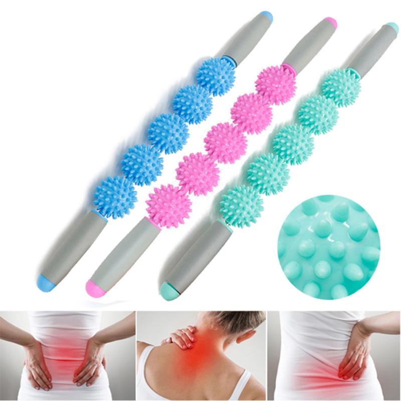 

Yoga Massage Stick 5 Spiky Balls Trigger Point Muscle Roller Stick
